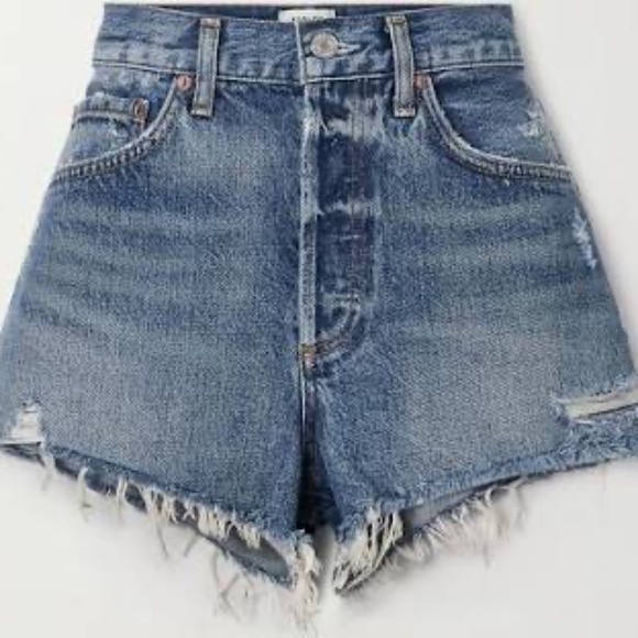 RARE ✨ Agolde Dee Vintage High Rise | Blue Denim Shorts | Sz 28 - Picture 1 of 6